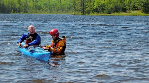 A kayak rolling lesson at White Squall Paddling Centre.